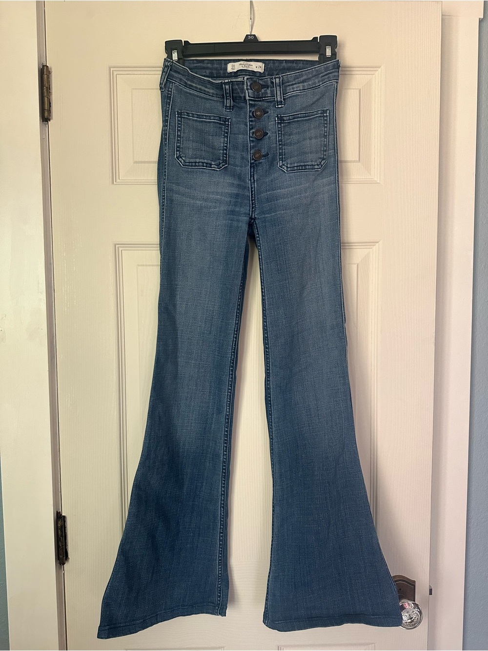Abercrombie Women’s High-Rise Flared Jeans in Medium Blue